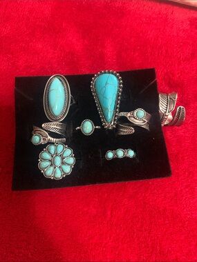 8 Turquoise Accent Silver-Tone - Women Jewelry